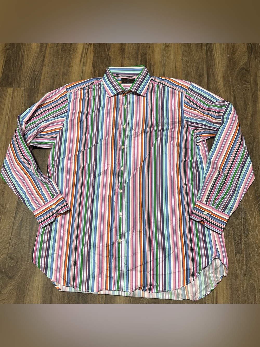 ETRO Men’s Long Sleeve Striped Button Down Shirt Eu 46 Multicolor Italy